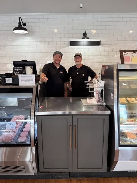 Anthony Candalino and Jim Mims behind the counter at Old Town Butcher